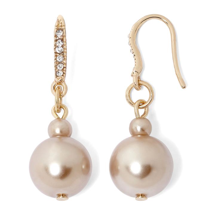 Viestesimulated Pearl And Rhinestone Drop Earrings