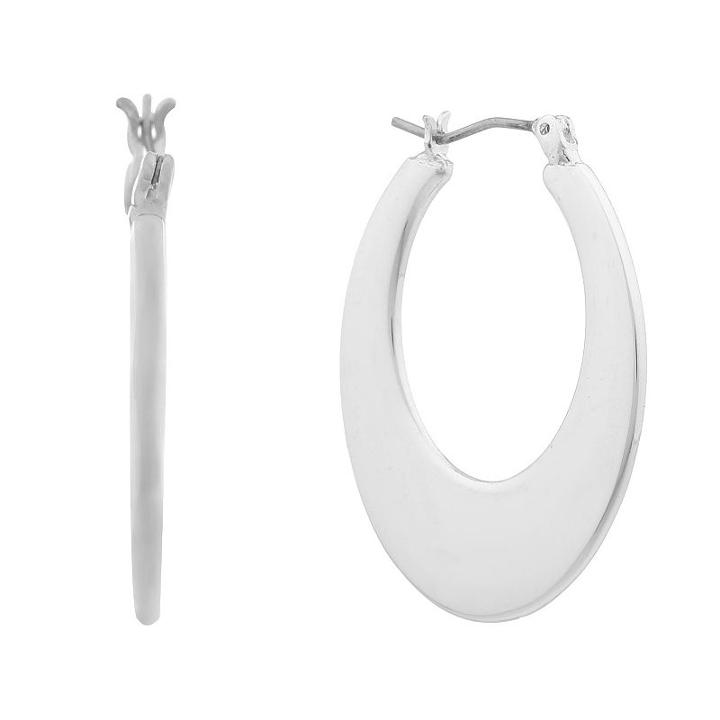 Gloria Vanderbilt Gray 1 1/2 Inch Hoop Earrings