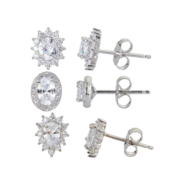 3-pc. 4 Ct. T.w. White Cubic Zirconia Sterling Silver Earring Sets