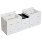 61.5-in. W Wall Mount White Vanity Set For 1 Holedrilling Bianca Carara Top Biscuit Um Sink