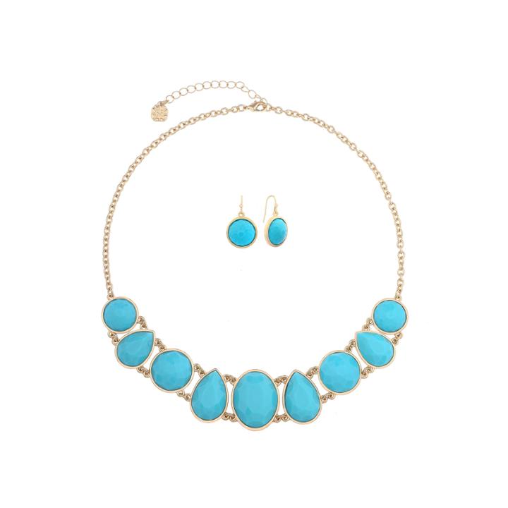 Monet Jewelry Womens 2-pc. Blue Goldtone Casual Collar Necklace Set