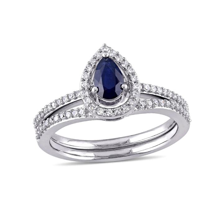 Womens 7/8 Ct. T.w. Blue Sapphire 10k Gold Bridal Set