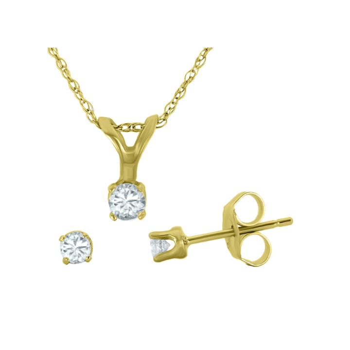 1/4 Ct. T.w. Diamond Pendant Necklace & Stud Earring Set