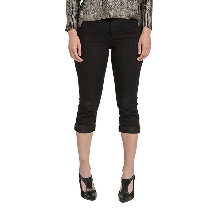 Twill Woven Denim Skinny Capri With Embroidered Pack Pockets
