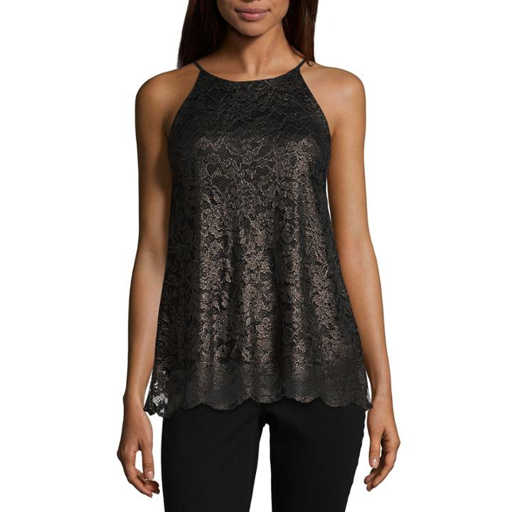 By & By Sleeveless Square Neck Lace Blouse-juniors