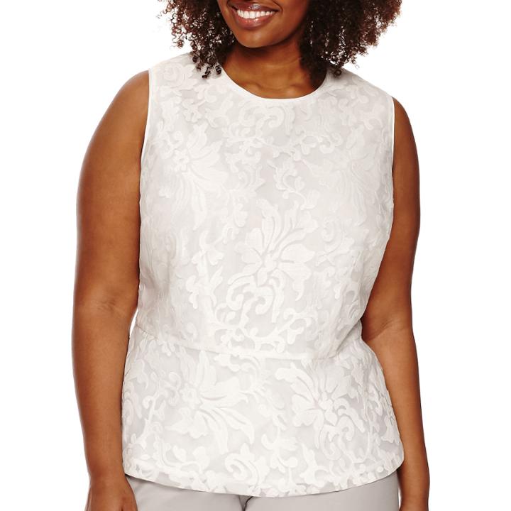 Liz Claiborne Sleeveless Lace Peplum Pullover Top - Plus