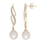 Cultured Freshwater Pearl & Diamond Accent 10k Gold Drop Earrings