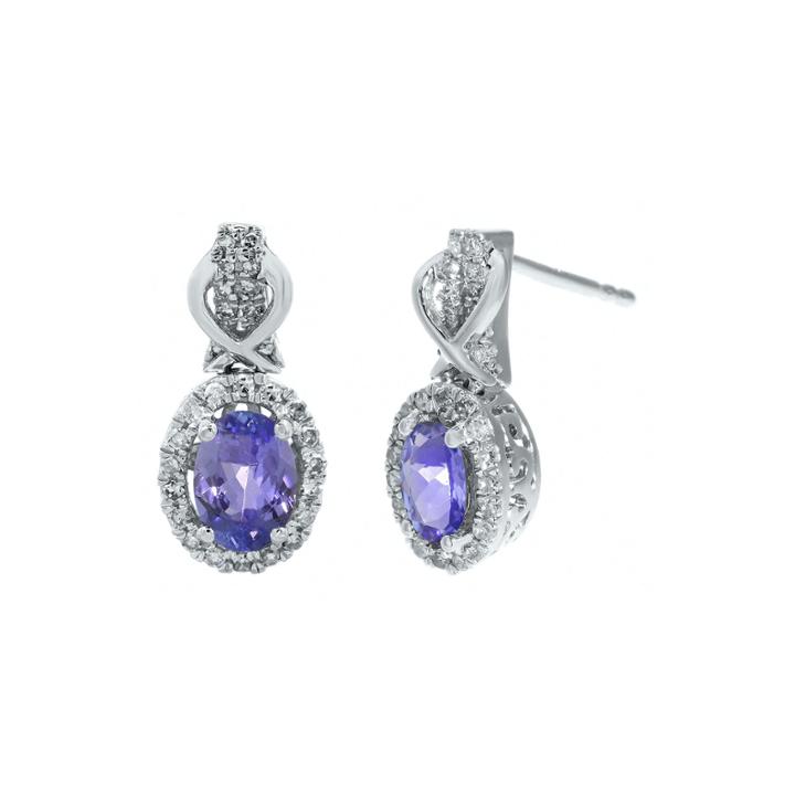 1/4 Ct. T.w. Diamond And Genuine Tanzanite 10k White Gold Drop Earrings