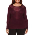 Worthington Long Sleeve Illusion Pullover Sweater - Plus