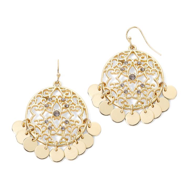 Bold Elements Black Rhinestone Filigree Earrings