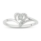 Womens 1/10 Ct. T.w. Diamond White Heart Promise Ring