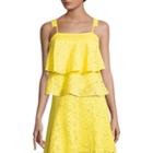 Project Runway Sleeveless Tiered Ruffle Lace Top