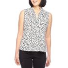 Black Label By Evan-picone Sleeveless Dot Print Blouse