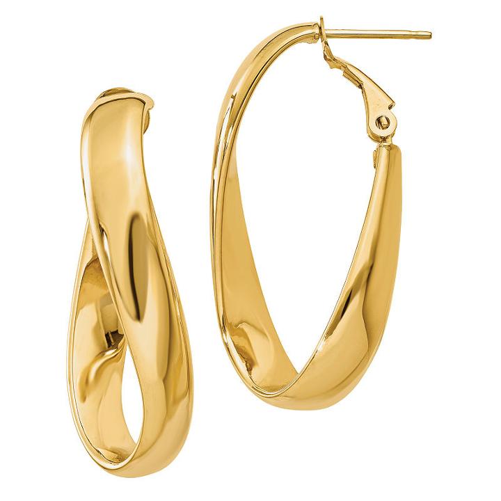 Made In Italy 14k Gold 14mm Oval Hoop Earrings