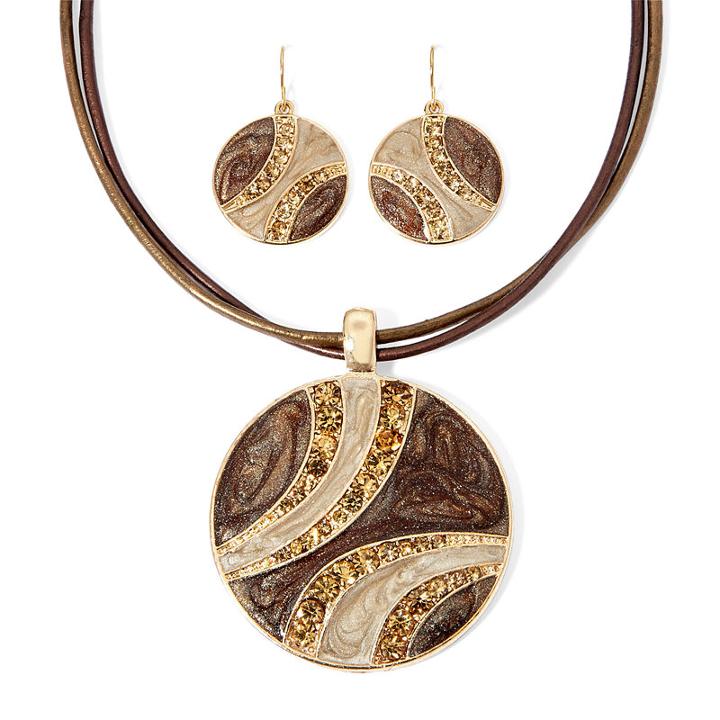 Mixit&trade; Simulated Brown Cat's Eye Earring And Pendant Necklace Set