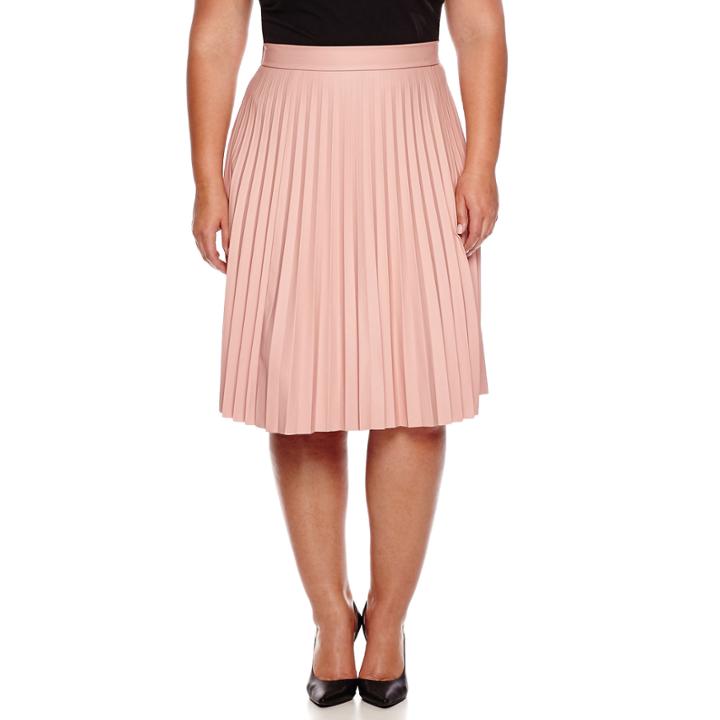 Ashley Nell Tipton For Boutique+ Pleated Faux-leather Skirt - Plus