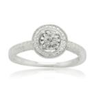 Womens 1/10 Ct. T.w. Genuine Diamond White Sterling Silver Cocktail Ring
