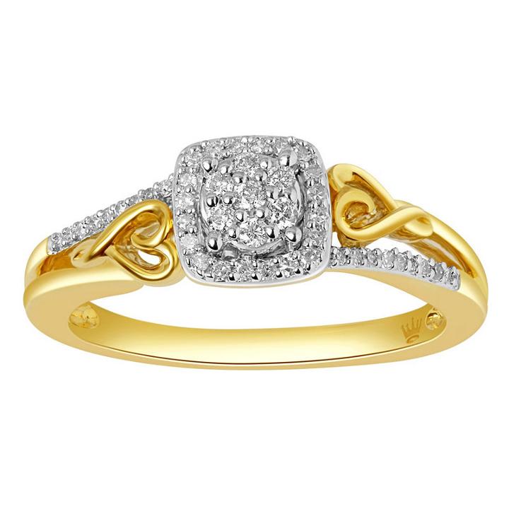 Hallmark Diamonds Womens 1/7 Ct. T.w. Genuine Diamond White 14k Gold Over Silver Heart Cocktail Ring