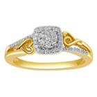 Hallmark Diamonds Womens 1/7 Ct. T.w. Genuine Diamond White 14k Gold Over Silver Heart Cocktail Ring