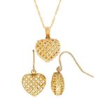 10k Yellow Gold Diamond-cut Puffed Heart Earring And Pendant 2-pc. Jewelry Set