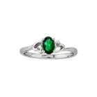 Womens Green Emerald Sterling Silver Solitaire Ring