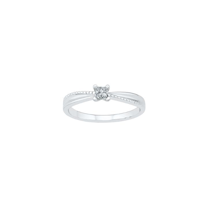 Womens 1/6 Ct. T.w. Genuine Princess White Diamond 10k Gold Promise Ring
