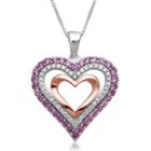 Lab-created Pink And White Sapphire Heart Pendant Necklace
