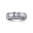 Stainless Steel Diamond-cut Ring - Mens Band