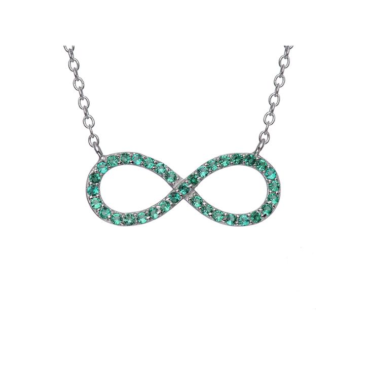 Simulated Emerald Sterling Silver Infinity Necklace