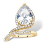 Diamonart Womens Greater Than 6 Ct. T.w. White Cubic Zirconia Gold Over Silver Cocktail Ring