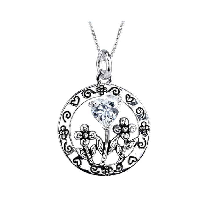 Inspired Moments&trade; Cubic Zirconia Sterling Silver Daughter Pendant