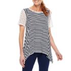 Sag Harbor Lace And Stripes Tunic Top