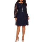 Alyx Long Bell Sleeve Lace Sheath Dress With Necklace - Plus