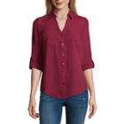 By & By Relaxed Fit 3/4 Sleeve Button-front Shirt-juniors