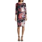 Weslee Rose 3/4 Sleeve Floral Bodycon Dress