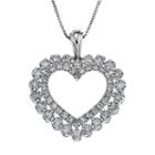 Womens 1/2 Ct. T.w. Genuine White Diamond 10k White Gold Heart Pendant Necklace