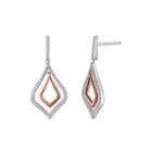 1/5 Ct. T.w. Diamond Sterling Silver And Rose Gold Drop Earrings