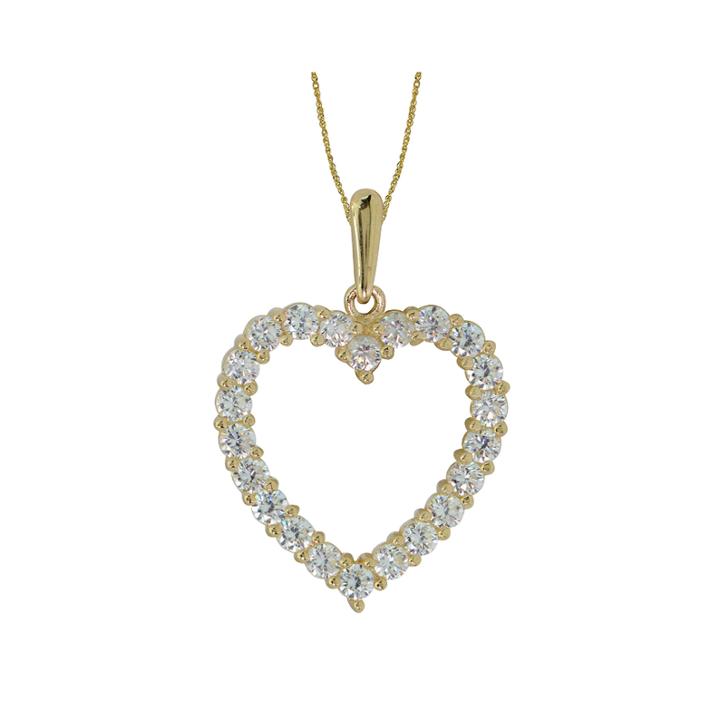 Diamonart 10k Yellow Gold Cubic Zirconia 0.66 Ct. T.w Heart Pendant