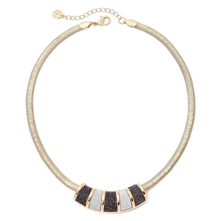 Monet Frontal Gray Gold-tone Necklace
