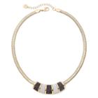 Monet Frontal Gray Gold-tone Necklace