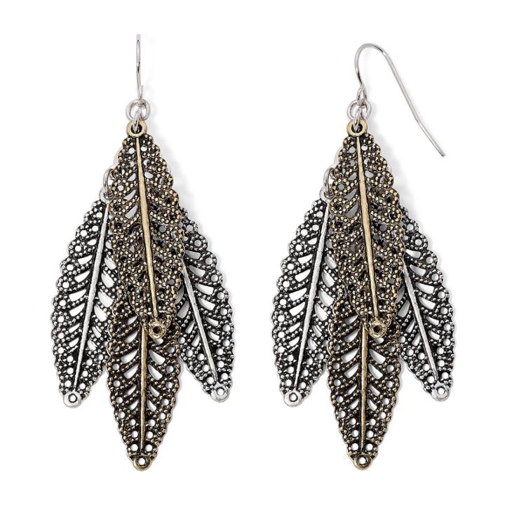 Mixit Filigree Two-tone Leaf Earrings