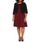 Perceptions 3/4-sleeve Beaded-neck Jacket Dress - Plus