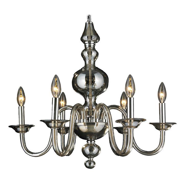 Murano Collection 6 Light Blown Glass In Golden Teak Finish Venetian Style Chandelier