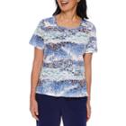Alfred Dunner Cable Beach Short Sleeve Square Neck T-shirt