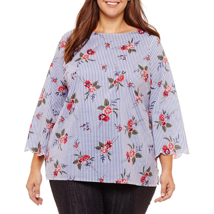 Liz Claiborne Scalloped Edge Top- Plus