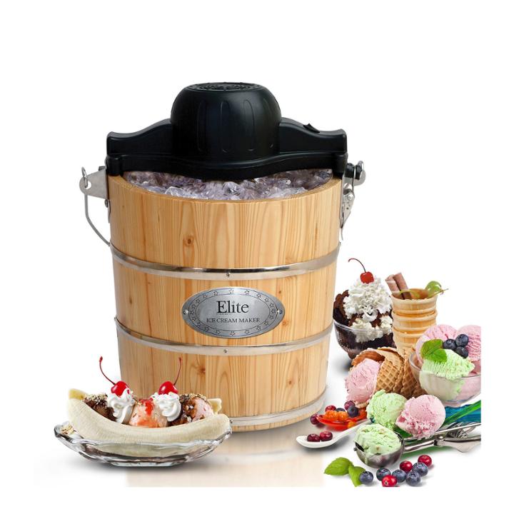 Elite Gourmet Eim-502 4-quart Old-fashioned Ice Cream Maker
