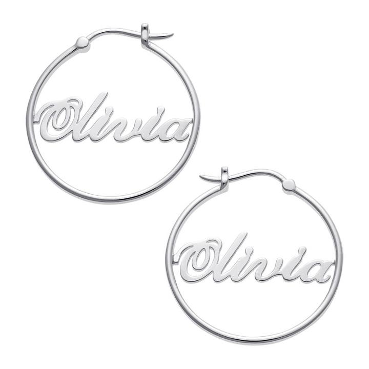 Personalized Sterling Silver 25mm Hoop Earrings