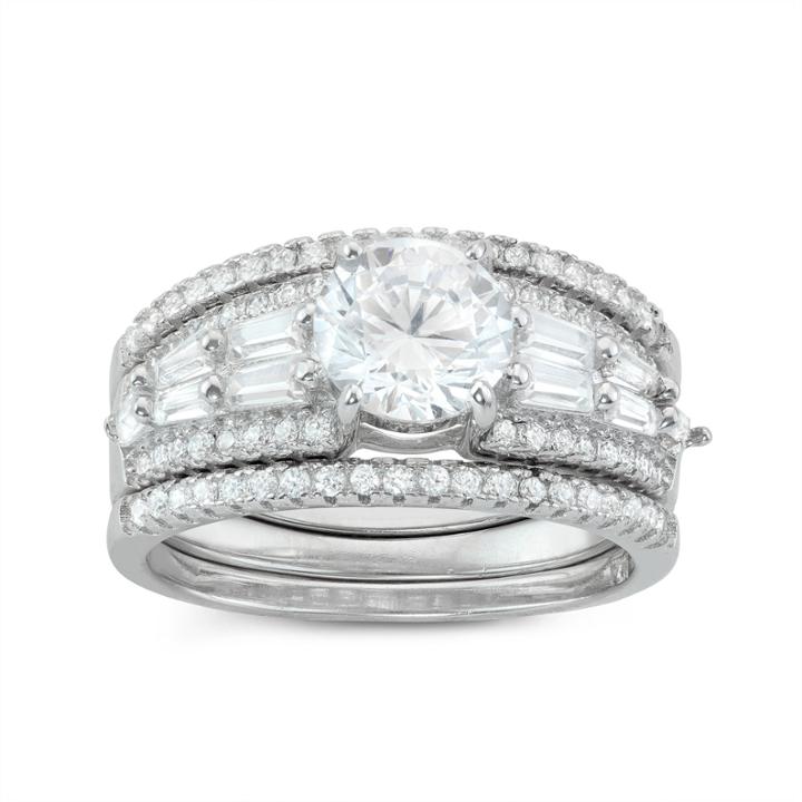 Womens 2 Ct. T.w. White Cubic Zirconia Sterling Silver Bridal Set