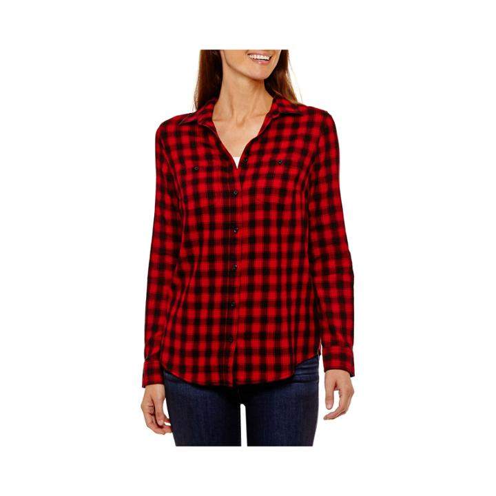 St. John's Bay Long-sleeve Brushed Twill Shirt Long Sleeve Camp Shirt