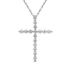 Womens 1 3/4 Ct. T.w. Genuine White Diamond Cross Pendant Necklace